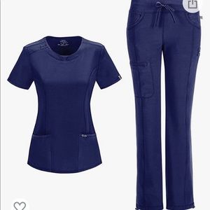 Cherokee infinity navy blue small scrub set